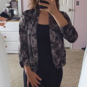 Gray Floral Blazer